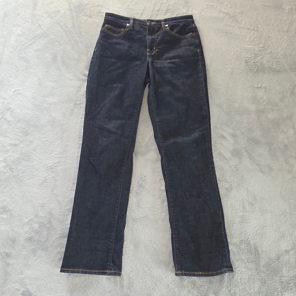 Lands End Womens‎ High Rise Straight Leg Jeans Dark Wash Indigo Blue Size 6